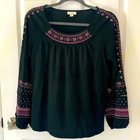 J. Jill Tops - J Jill embroidered boho top